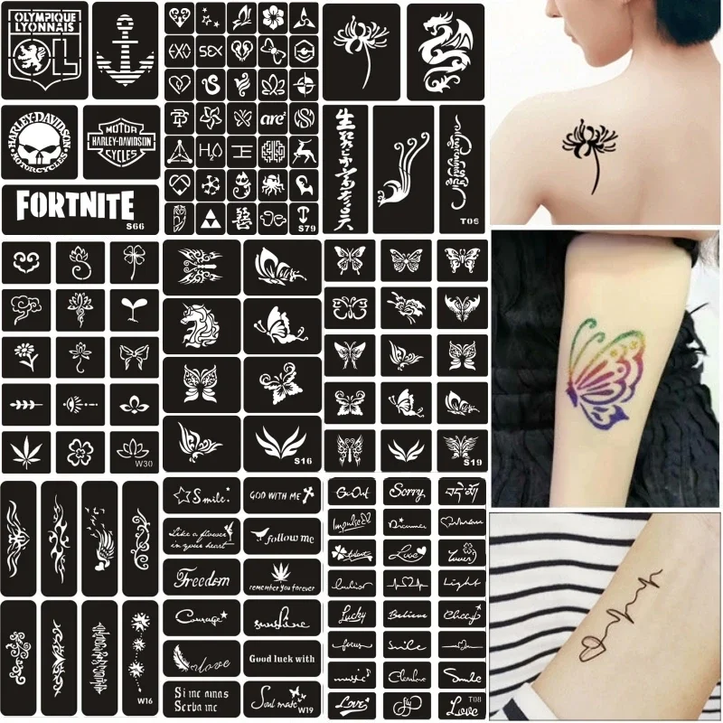 Reusable Tattoo Stencils for Hands Leg Arm Dolphin Cat Butterfly Small Airbrush Glitter Henna Templates Stencil