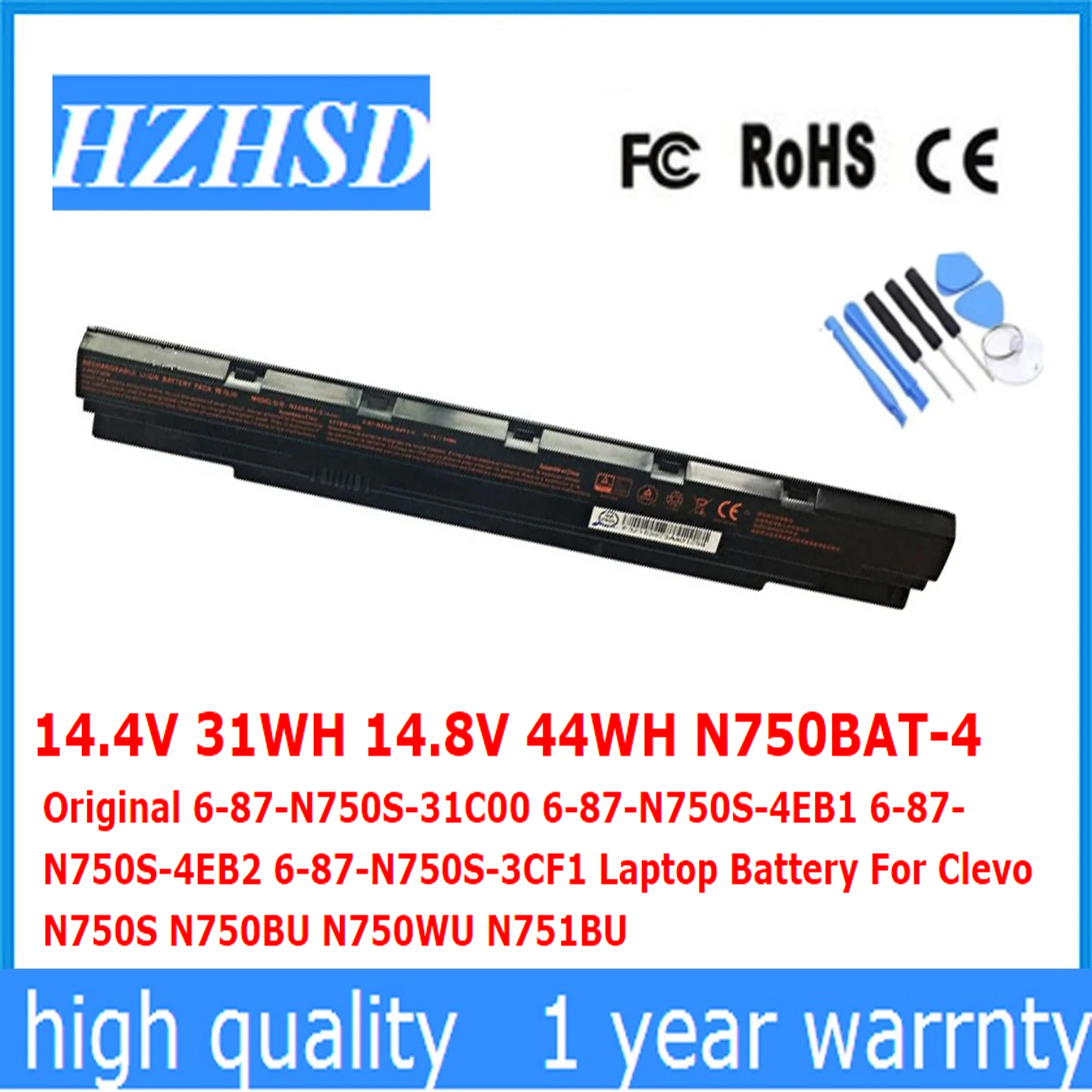 

14.4V 31WH 14.8V 44WH N750BAT-4 Original 6-87-N750S-31C00 N750S-4EB2 N750S-3CF1 Laptop Battery For Clevo N750BU N750WU N751BU