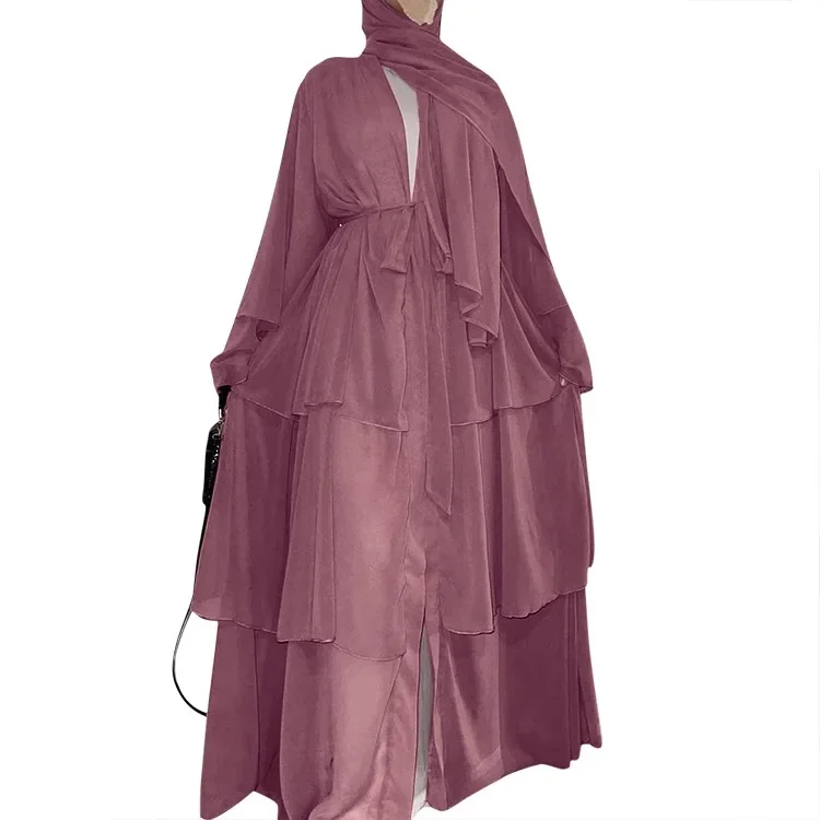 Plain Chiffon Open Abaya Kimono Kaftan Turkey Muslim Fashion Hijab Dress Ramadan Abayas for Women Dubai Caftan Islamic Clothing
