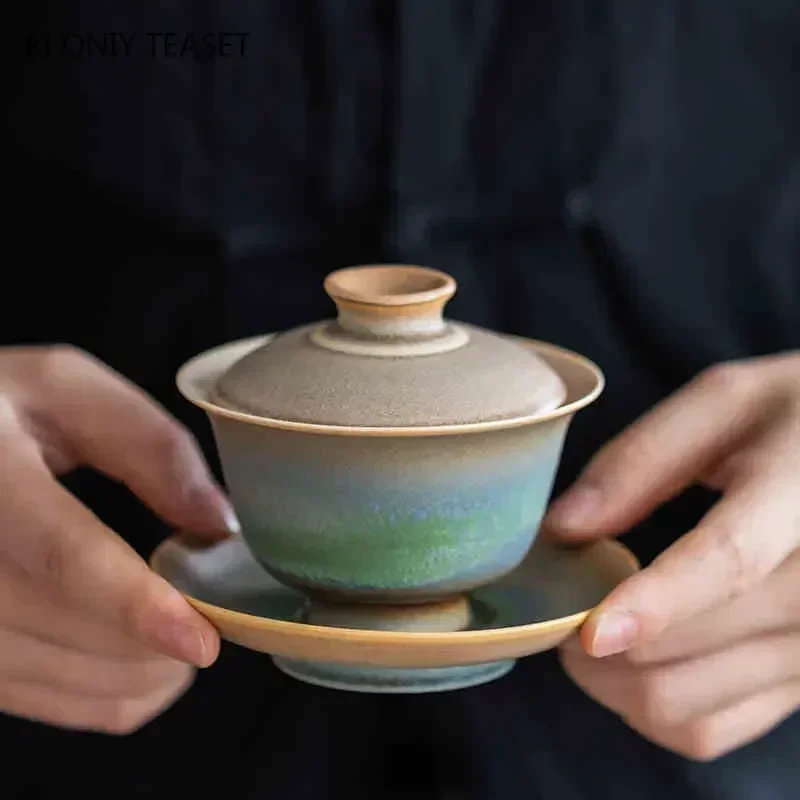 Chinese High-end Ceramic Tea Tureen 130ml Master Teacup Handmade Gaiwan Travel Portable Tea Bowl Household Teaware Accessories