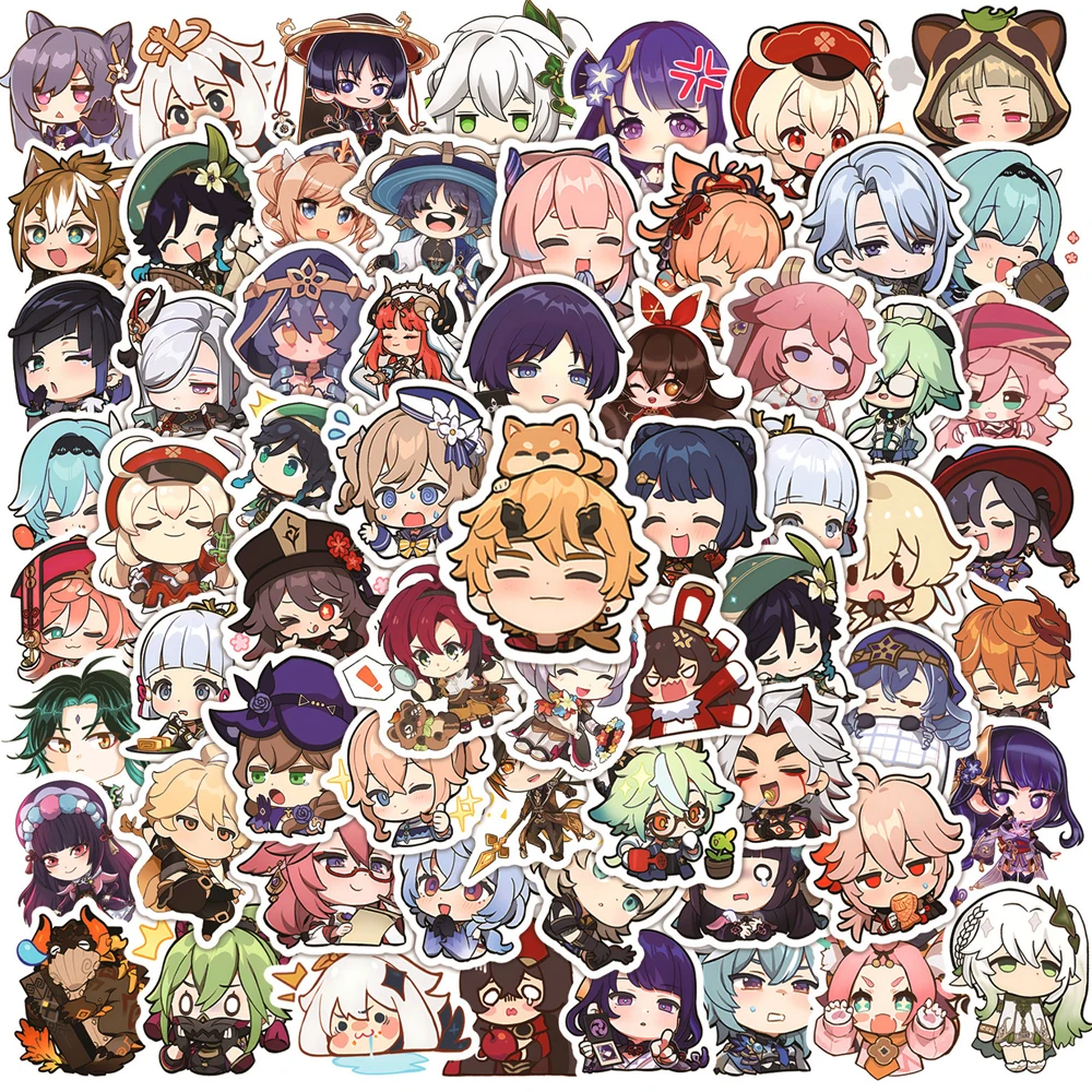 10/30/50/100pcs Cartoon 3.5 Genshin Impact Cute Anime Stickers Laptop Motorcycle Phone Car Suitcase Waterproof Sticker Kids Toy genshin impact cartoon anime game kawaii lumine klee stickers for laptop suitcase stationery waterproof decals kids toys gifts