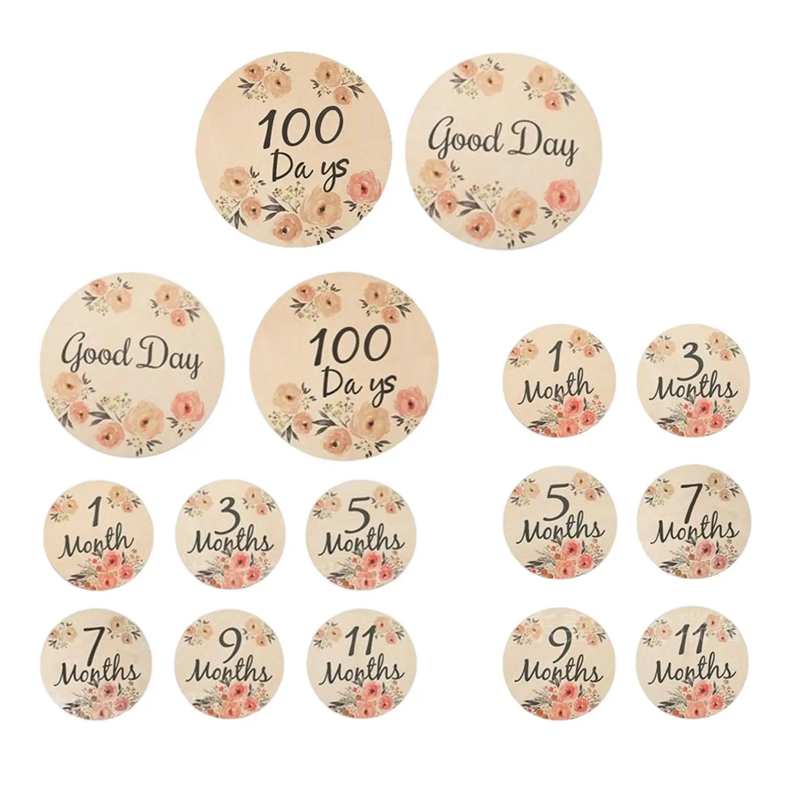 Milestone Cards Wooden Monthly Cards Newborn Photo Props Round Growth Discs Door Hanger