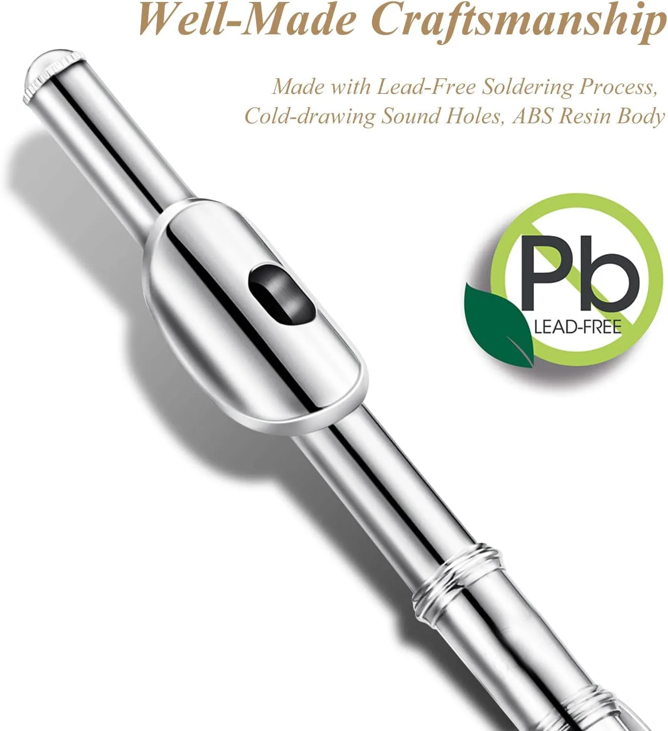 SLADE Silver C Key Piccolo Half-Size Flute C-shaped Piccolo with Box Cleaning Cloth Rod Gloves Set for Beginner Students