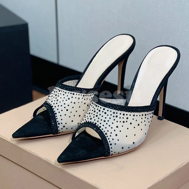 

Летние новые стильные женские тапочки с острым носком и открытым носком, женские туфли с украшением, сексуальные Универсальные женские Тапочки