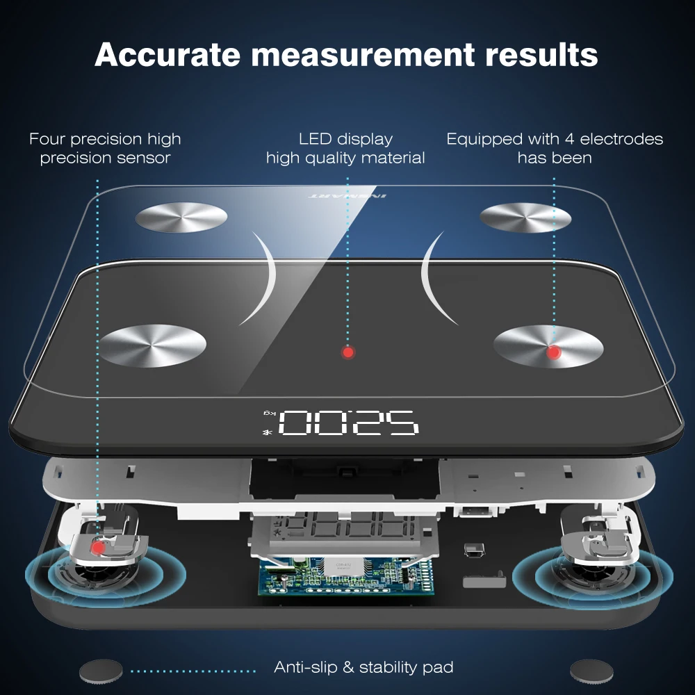 Bluetooth smart body scale insmart compatible to fitbit samsung health and more € 69,98