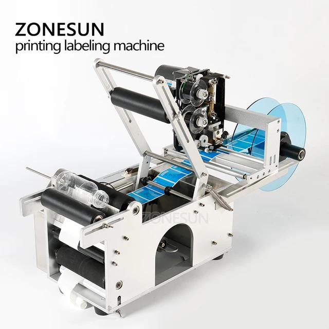 Streamline your labeling process with the ZONESUN Round Beverage Wine Vinegar Beer Bottle Vial Can Labeling Machine