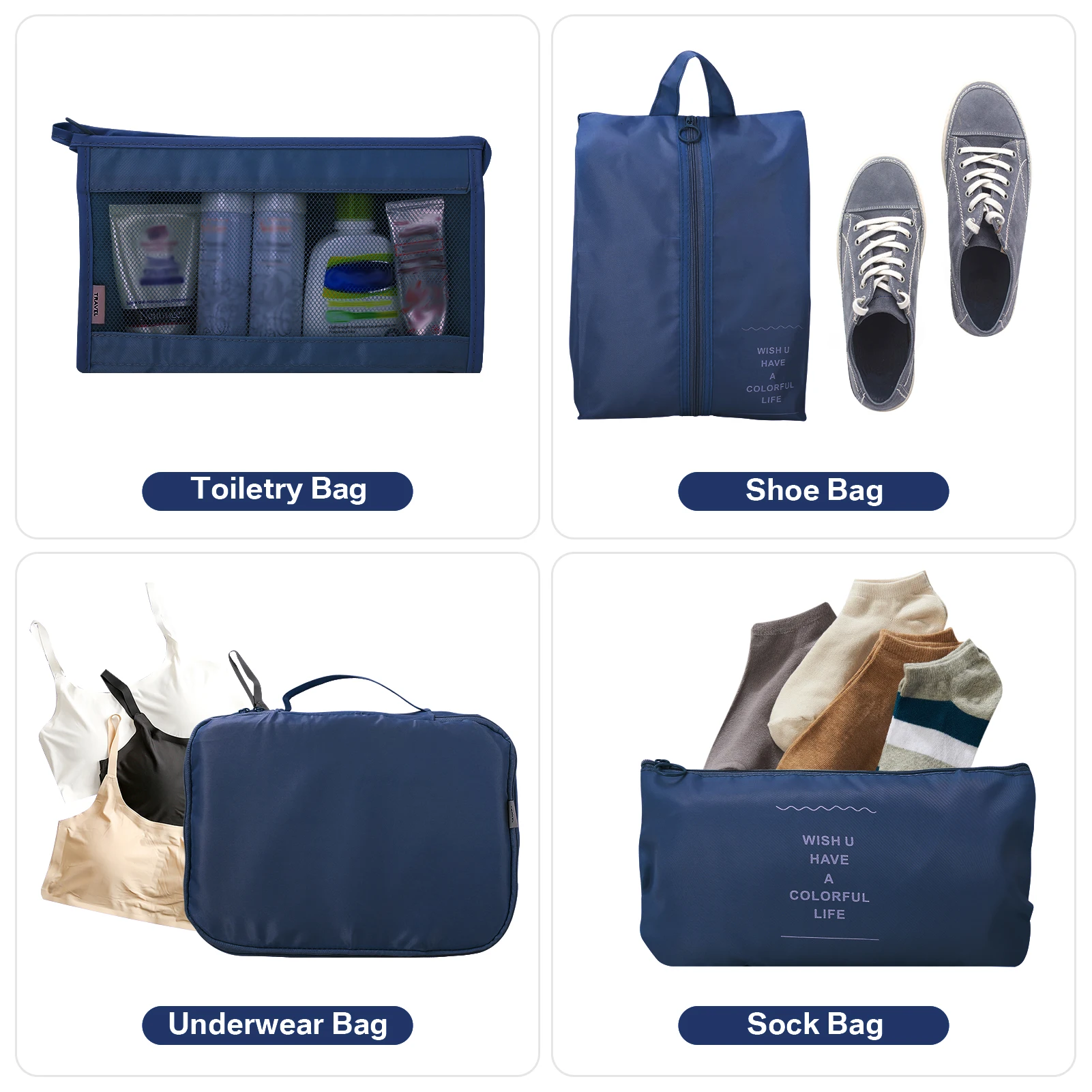 Travel Packing Cubes Set - Waterproof Luggage Organiser Bags