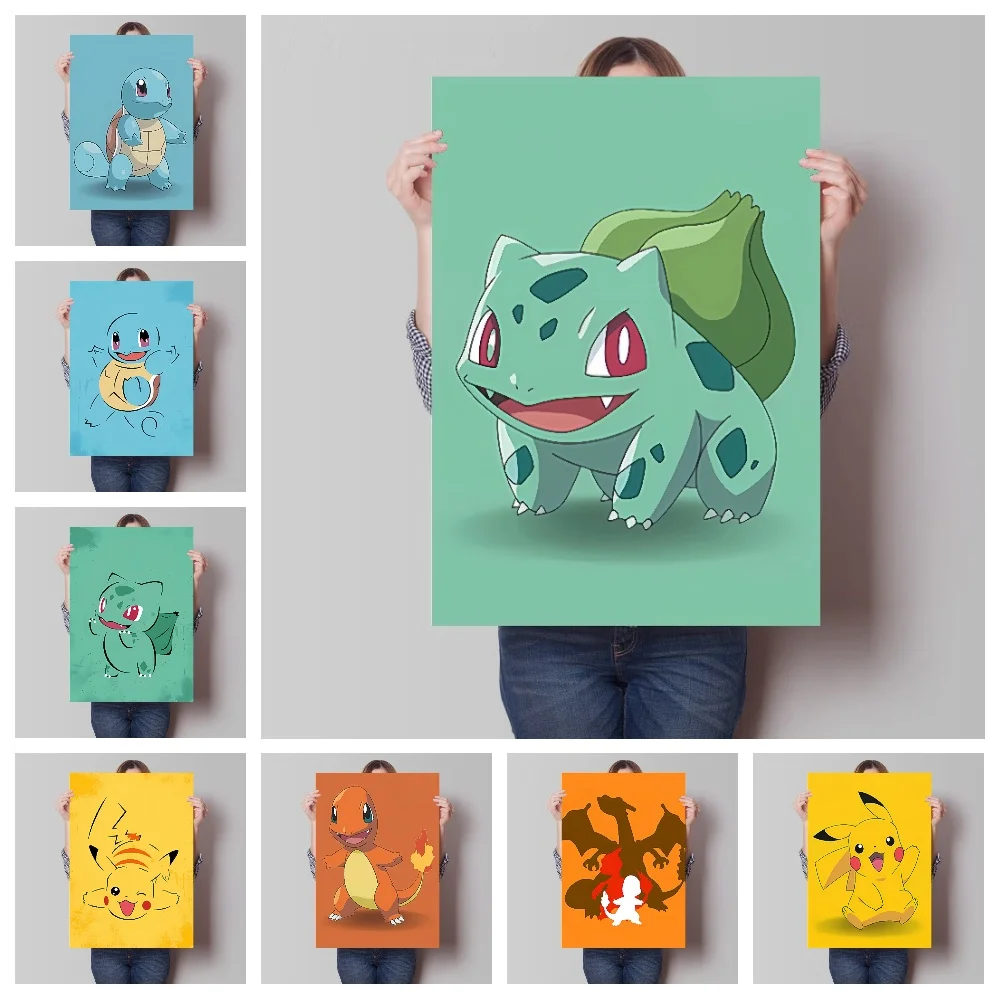 

Minimalist Pokemon Wall Art Canvas Painting Pikachu Bulbasaur Squirtle Charmander Room Decor Posters and Prints Picture for Wall