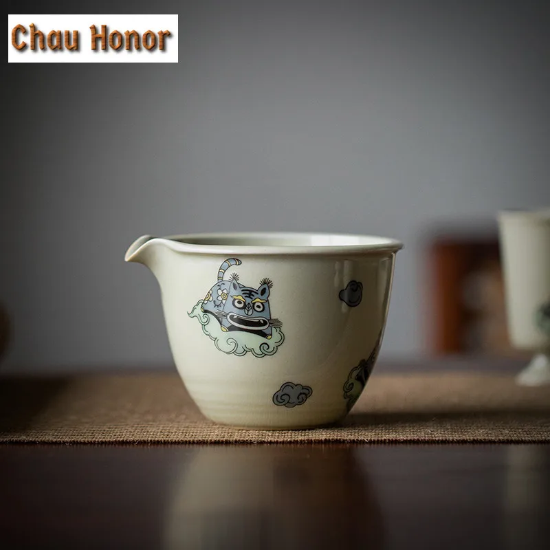 190ml Boutique Honey Glaze Tiger Art Ceramic Tea Pitcher Household Chinese Style Divide Tea Chahai Kungfu Tea Set New Years Gift