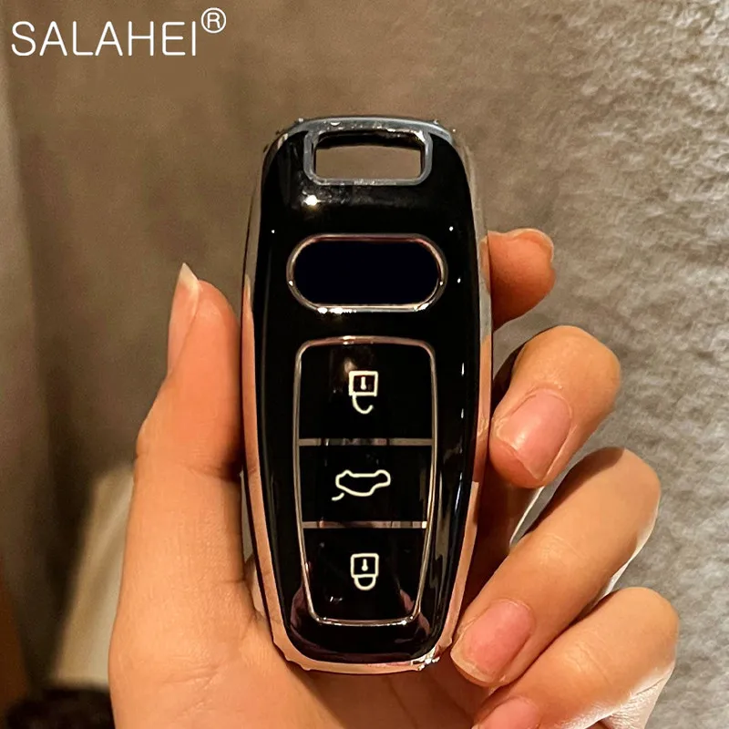 

Fashion TPU Car Smart Key Cover Case For Audi Q8 C8 A6 A7 A8 2018 2019 Auto Styling Keyring Holder Protection Accessories Shell