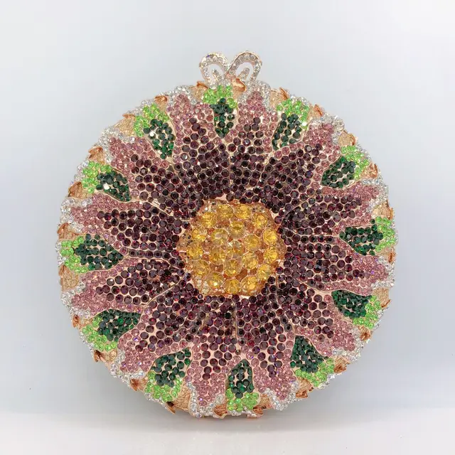 XIYUAN SUN-Pochettes de soirée en diamants pour femmes, sacs à main ronds en métal avec biscuits, sacs à main de créateur de luxe, 2024 1