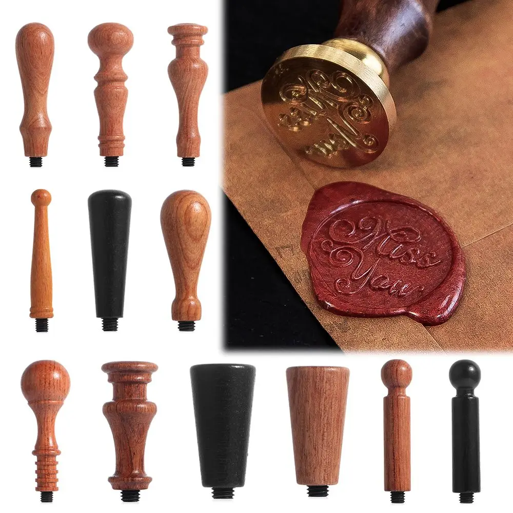 1Pc Manico in legno Sigillo di cera Timbro Accessori Mini portatile Strumento di sigillo fai da te Colore legno retrò Solo maniglie Post Regali decorativi - immagine 3