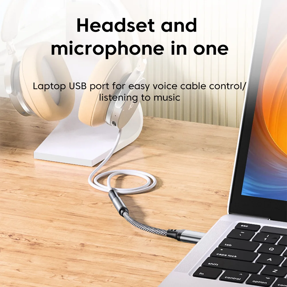 USB to 3.5mm Audio Converter Cable for Headphones and External Audio Devices