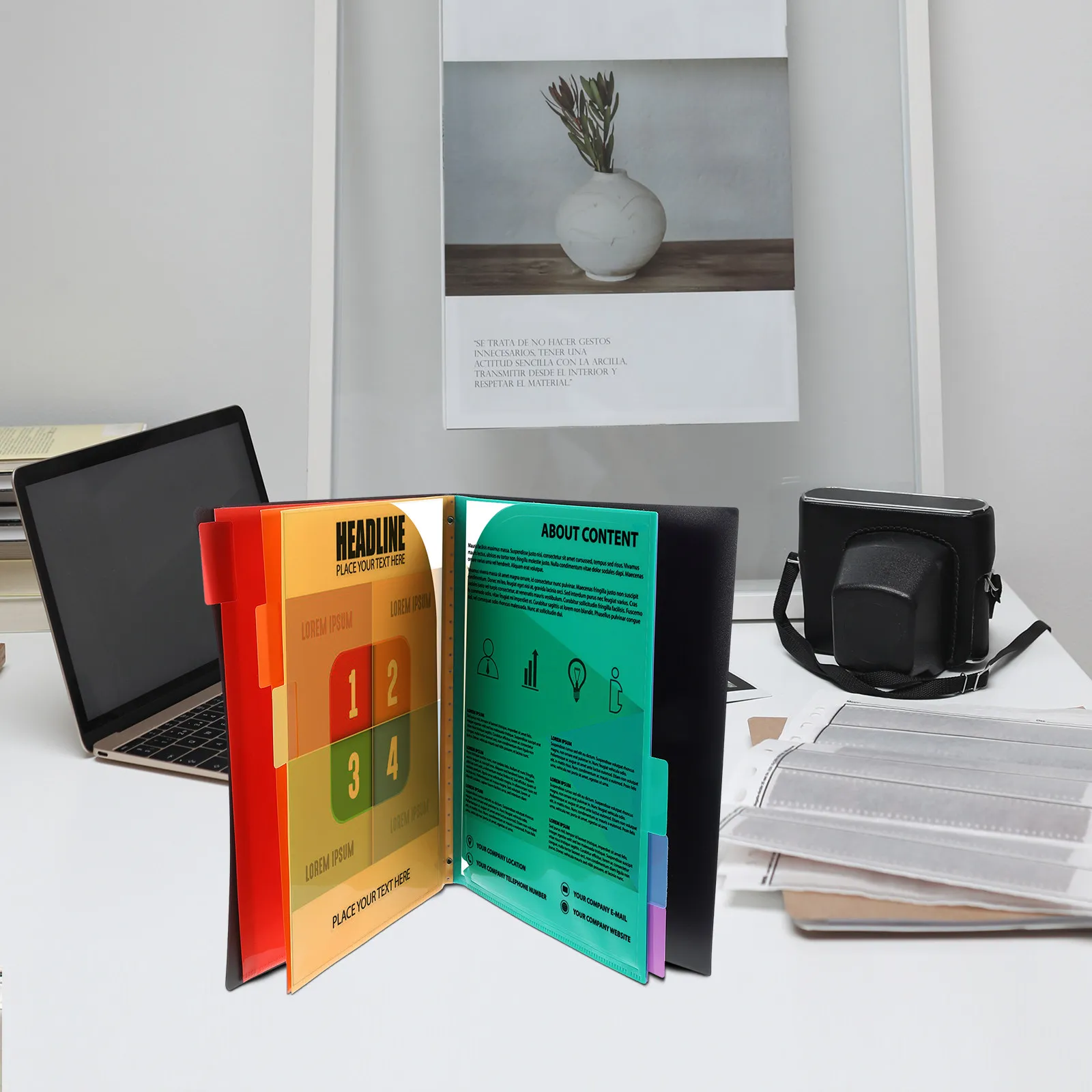 포켓이 있는 프리미엄 PP 문서 폴더, 뛰어난 내마모성, 사무실, 비즈니스, 회의, 가정용 파일 정리함