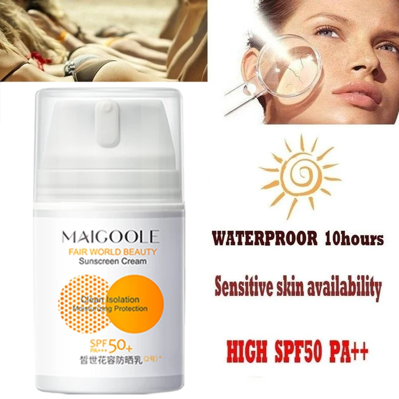 Facial Body Sunscreen Moisturizing Isolating Cream SPF50+ Sun Cream Isolating Ultraviolet Long Last Protection Skin Care 50ml