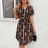 Casual Loose Printed Short Dresses for Women 2025 Fashion Summer Women's A-Line Midi Dress Elegant Vintage Female Dresses