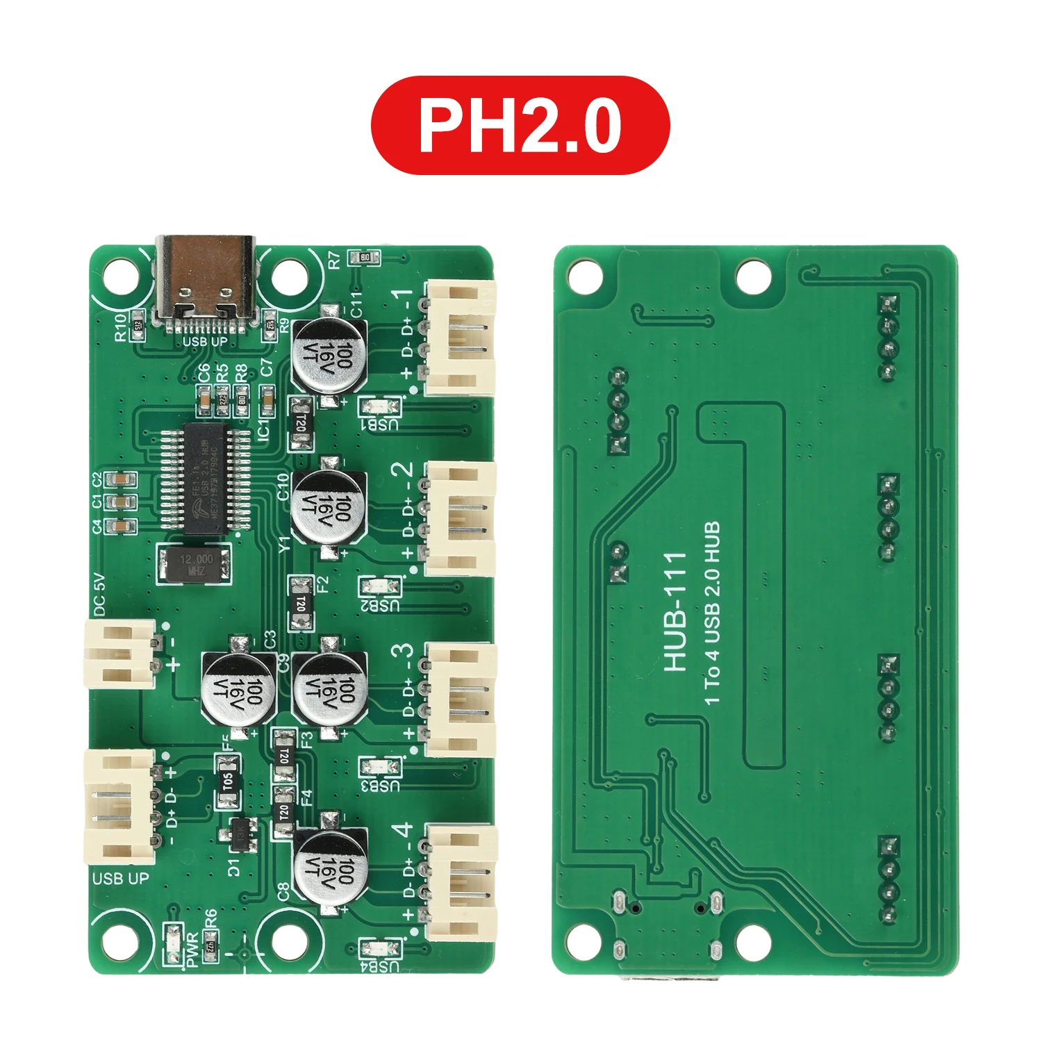1'den 4'e PH2.0 XH2.54 USB 2.0 Hub Modülü, Yüksek Hızlı Aktarım ve LED Göstergeleri ile Endüstriyel Bilgisayarlar için Kompakt Genişletme Kartı
