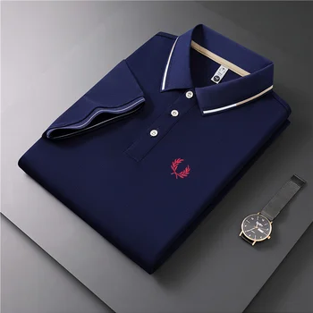 Summerhigh quality men polo shirts t shirt lapel short sleeve polo fashion tops trend embroidery