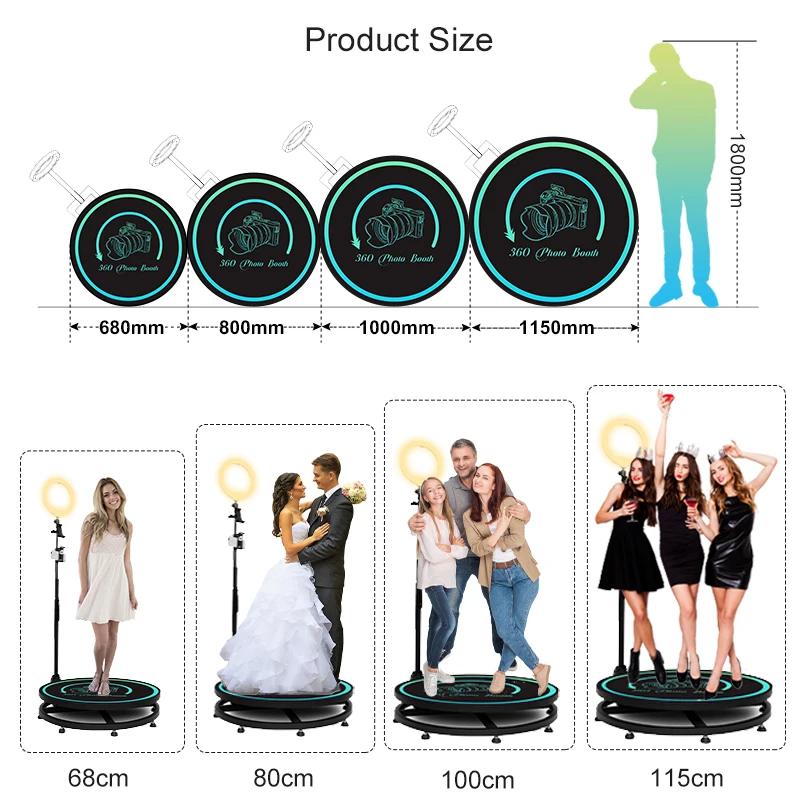 360 사진 부스 인스타 360 앱 제어 기계, RGB 링 라이트 로고, 무료 360 비디오 사진 부스 비행 케이스, 60cm, 24 인치