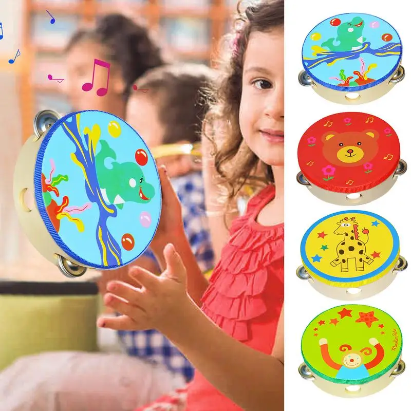 

Early Educational Musical Instrument For Children Cartoon Mini Musical Beat Instrument Hand Drum Baby Gifts with Bell for Party