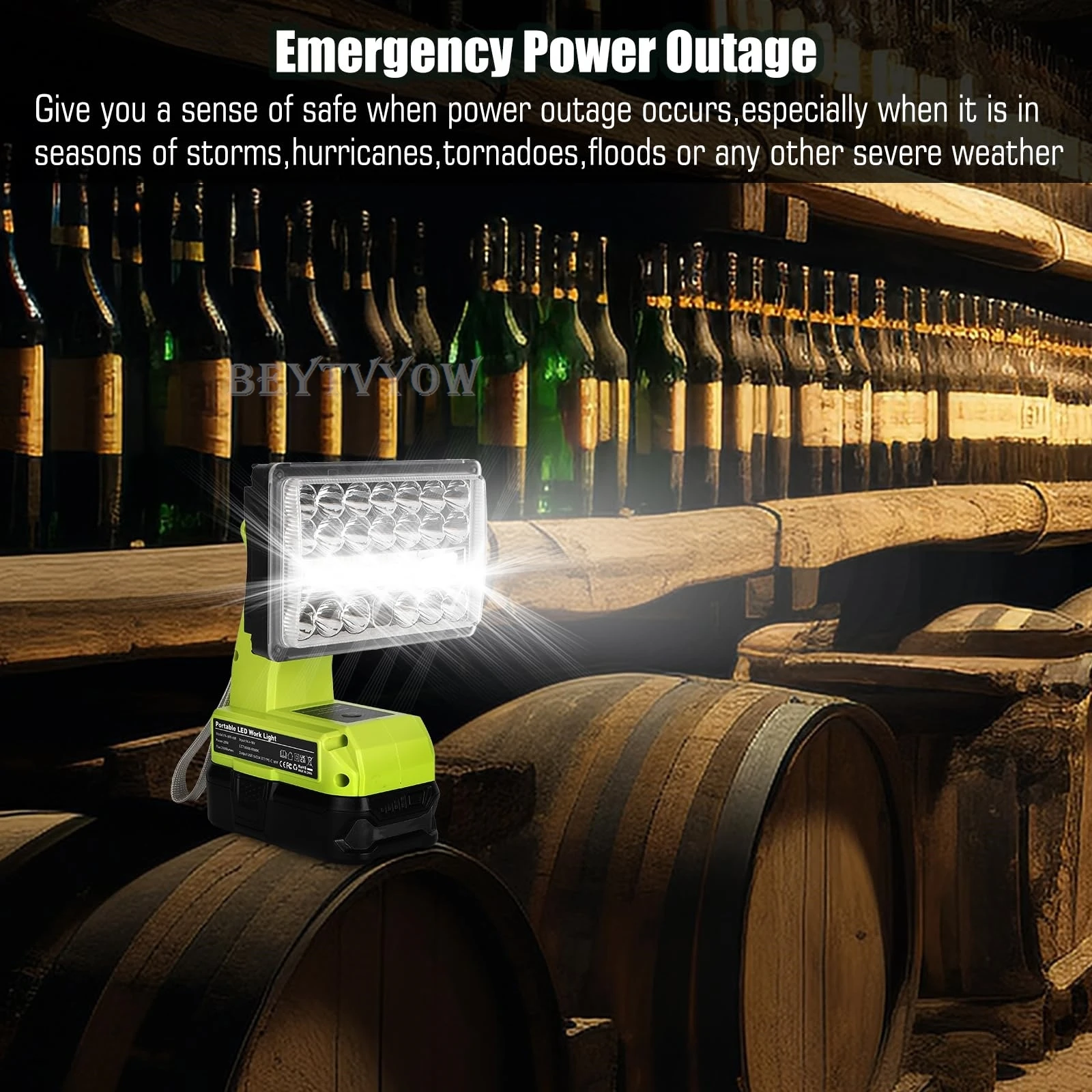18W 2000LM Flashlight Compatible with Ryobi 18V Battery Light 18V Floodlight Spo