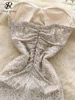 SINGREINY Senior Elegant Strap Dress Strapless Zipper Sequins Shinny Sundress Ruched Sheath Split Chic Women Evening Party Dress 4