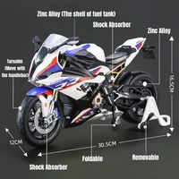 1/9 BMW S1000RR Racing Toy Motorcycle For Children Diecast Metal Large Size Model Super Racing Lightable Collection Gift For Boy 2