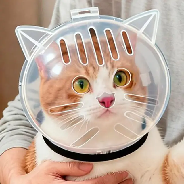 Cat Bubble Muzzle Transparent Breathable Face Cover Cat Hood for Small Dogs Bathing Shedding Nail Trimming Shower Behavior