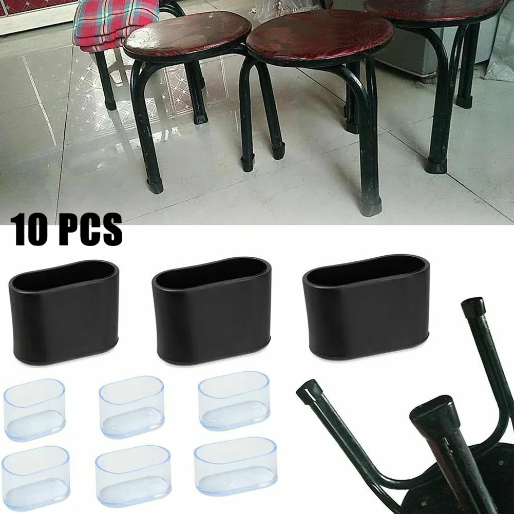 Durable Oval Chair Leg Floor Protectors - Pack of 10 Rubber Caps for Outdoor and Office Furniture