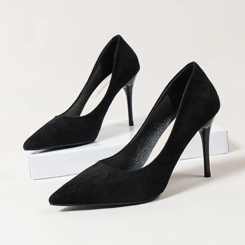 

Женские замшевые босоножки с леопардовым принтом, на высоком каблуке, с острым носком, лидер продаж 2024, модная сексуальная женская обувь на тонком каблуке, женские туфли