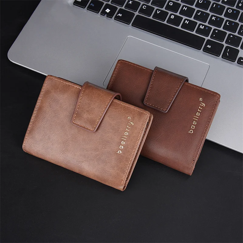 

New Korean Casual Men's Wallet Short Vertical Locomotive British Casual Multi-function Card Bag Zipper Buckle wallet