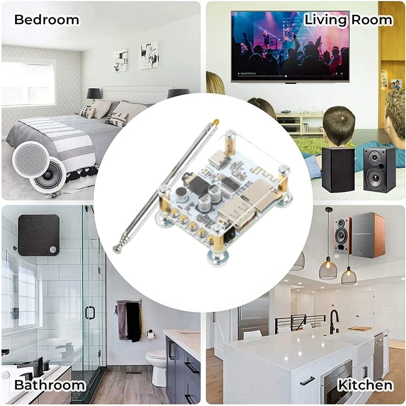 N15R-BT5.0 Audio Receiver Decoding Module+3.5Mm Audio Cable+Antenna+Remote Control Wireless Car Amplifier Radio DIY