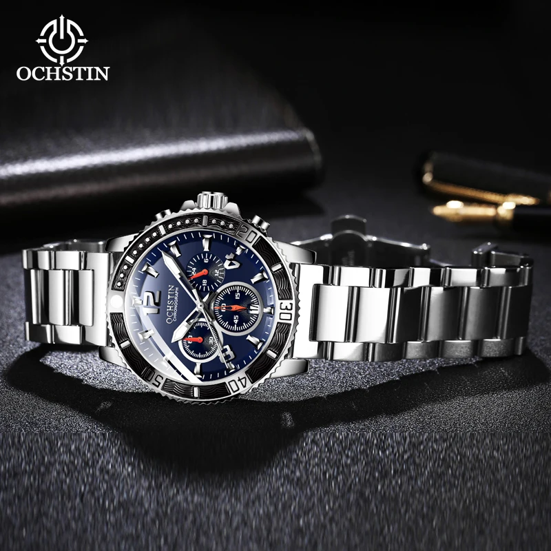 2023 Men Black luxury Brand Sport Calendar Quartz Watch Stylish Silver Stainless Steel Strap Business Men's Clock Wristwatches
