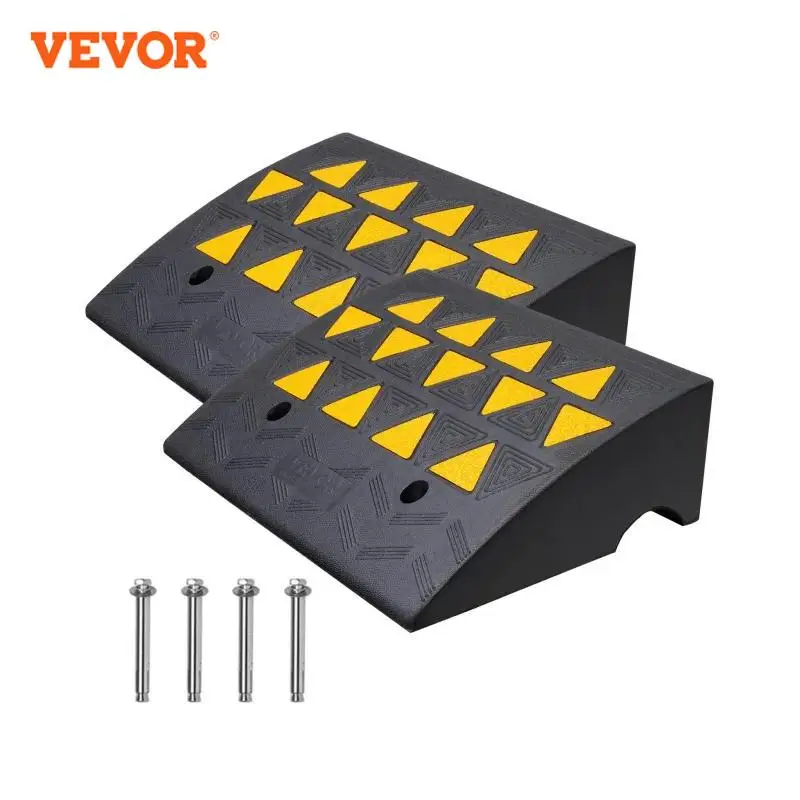 Rubber Curb Ramp Rise Heavy Duty Threshold Driveway Ramps with Stable Structure for Car Wheelchairs Motorcycles VEVOR 1/2 Pack
