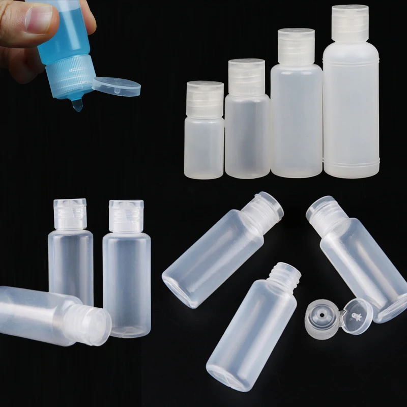 

30Pcs 10/20/30/50ml Empty PE Plastic Squeezable Flip Cap Bottles Portable Containers For Liquid Cream Shampoo Lotion Conditioner