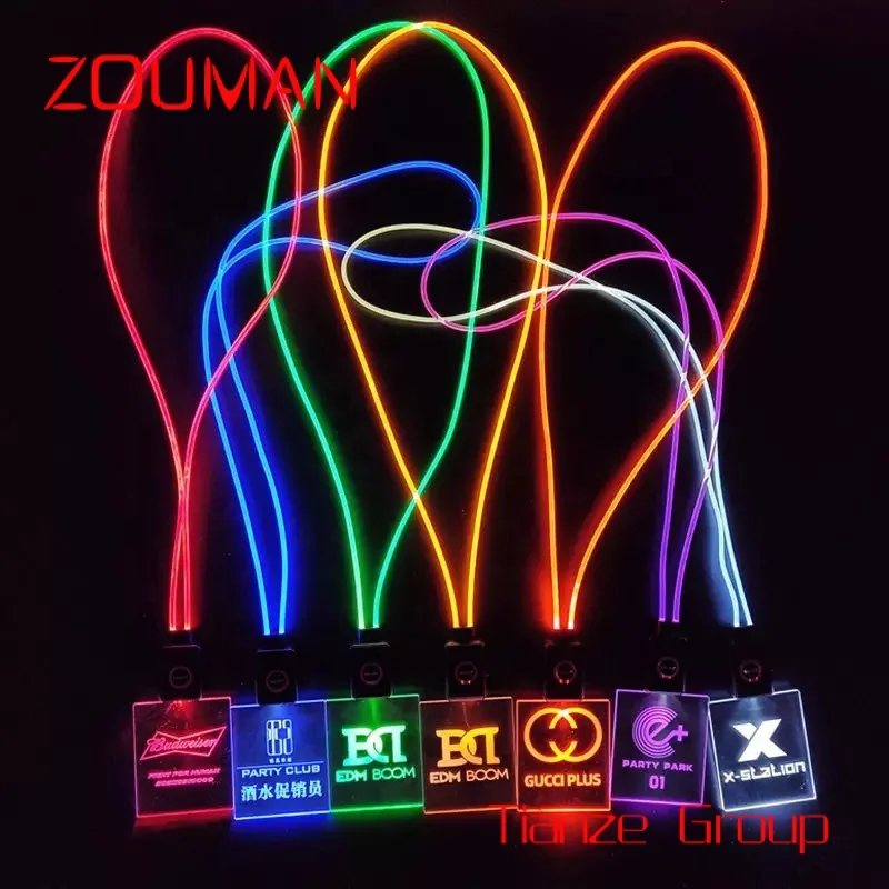 

Custom , 2022 Acrylic Badge Lanyards Flashing ID Badge Up Reusable Led Car Door Light For Saab Customize Your Own Logo Polyester