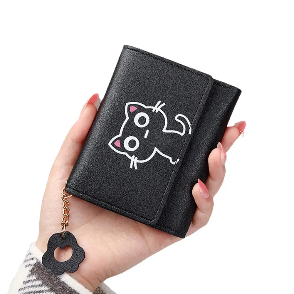 UTO Girls Wallet Cat Small Bifold Credit Card Holder Women Wallets Purse  Vegan Leather Coins Pocket with Pendant Tassel(Black) - Walmart.com