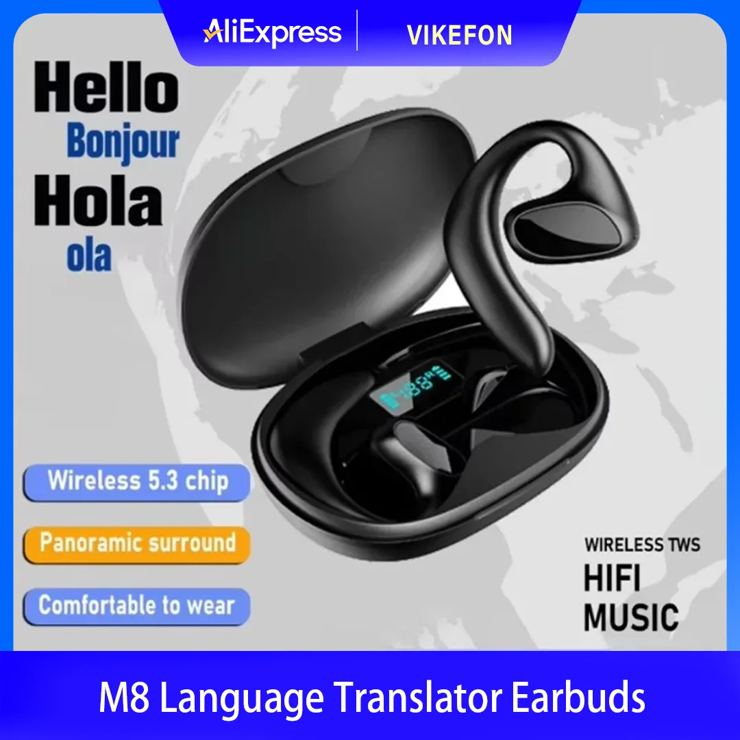 Intelligent M8 Language Translation Earplug 144 Language High-precision Wireless Bluetooth Bidirectional Translation Equipment