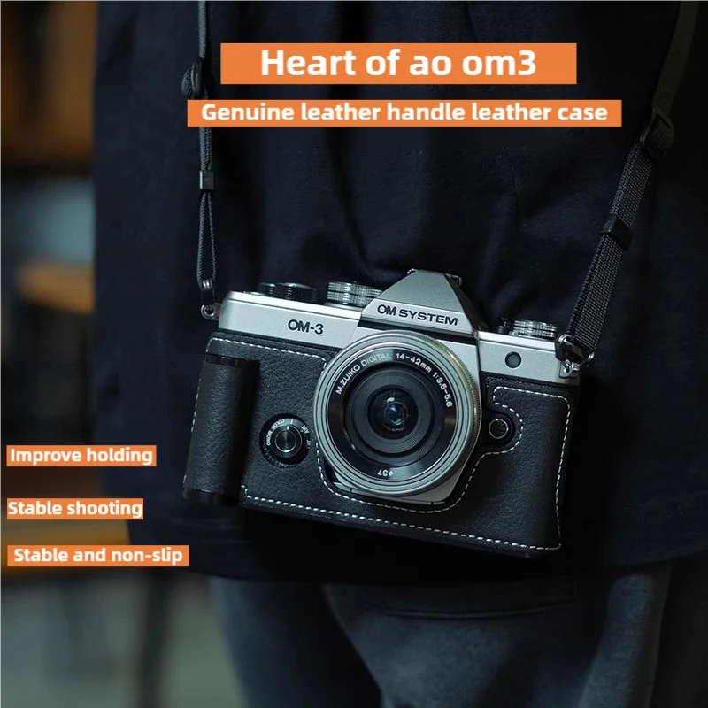 New for Olympus OM-3 handle leather case; om3 camera bag protector