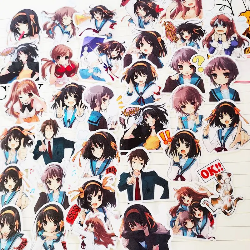 

Suzumiya Haruhi Sticker Anime Stickers Kawaii Student Stationery Kids School Supplies Gift Sticker Laptop Sticker Waterproof
