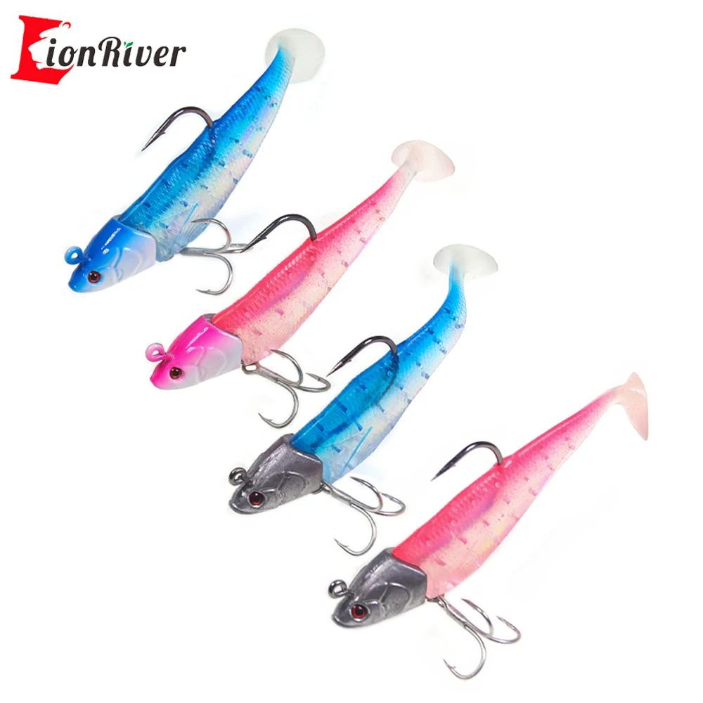 Lionriver 35G 40G 50G Pesca In Acqua Salata Testa Piombata Riflettente Morbido Corpo Esca Per Spigola Luccio Fluke Walleye Rockfish