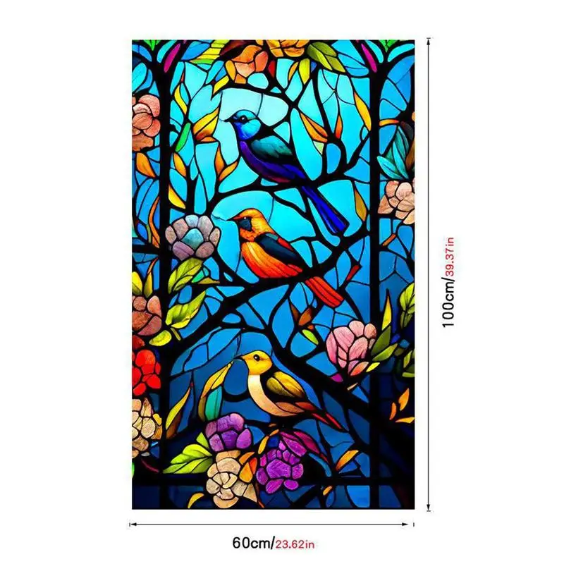 Window Film Window Privacy Film Window Sticker Colorful Painting Film Static Cling Glass Window Privacy Film Removable Decorative Decals Home Bathroom Window Door Sticker