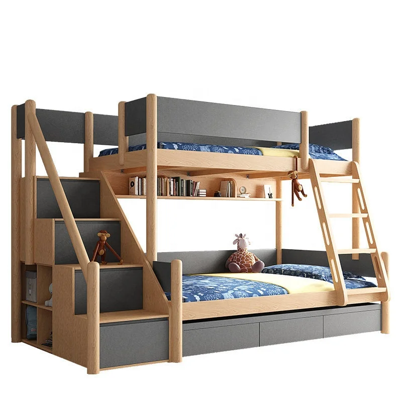 

Hostel Drawer Wood Children Room Size House Double Kids Solid Wooden Queen Frame Bunk Kids Loft Bed With Trundle