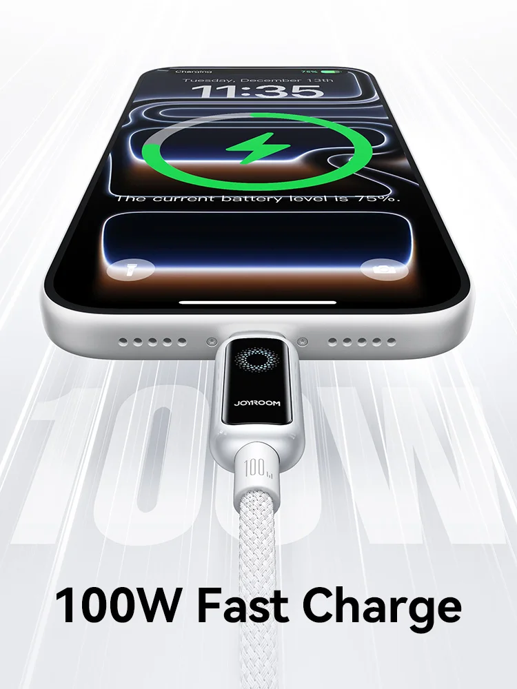 รูปสินค้า สายชาร์จ Joyroom USB-C 100W ชาร์จเร็ว ปิดอัตโนมัติ สำหรับ iPhone 16 Pro Max & Samsung Galaxy