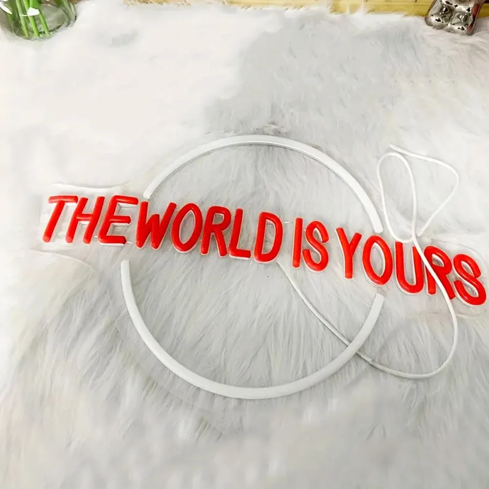 The World Is Yours Neon Sign-Acrylic Finish, Switch Control, Multipurpose USB Powered LED Light for Home, Bar, Wedding Decor
