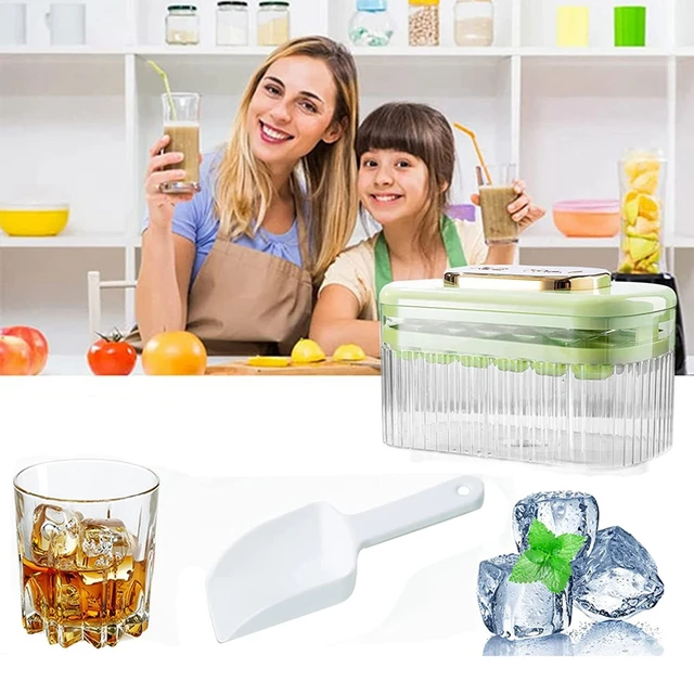 AYOTEE Ice Cube Tray with Lid and Bin,65 Nugget, Bin Small Trays for  Freezer with Lid,Comes with Ice Trays,Ice Boxes,Scoop and Lid for Freezer  and