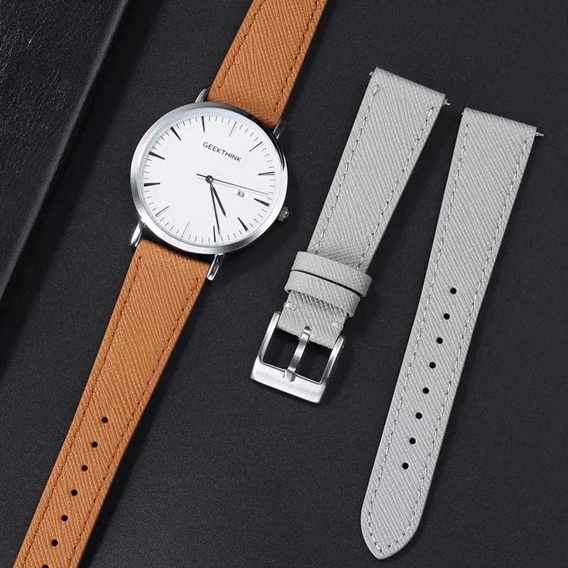 Cinturino Per Orologio In Vera Pelle 18Mm 20Mm Cinturini Per Samsung Galaxy Watch 6 5 Pro Per Dw Classic Per Omega Per Swatch Uomo Donna