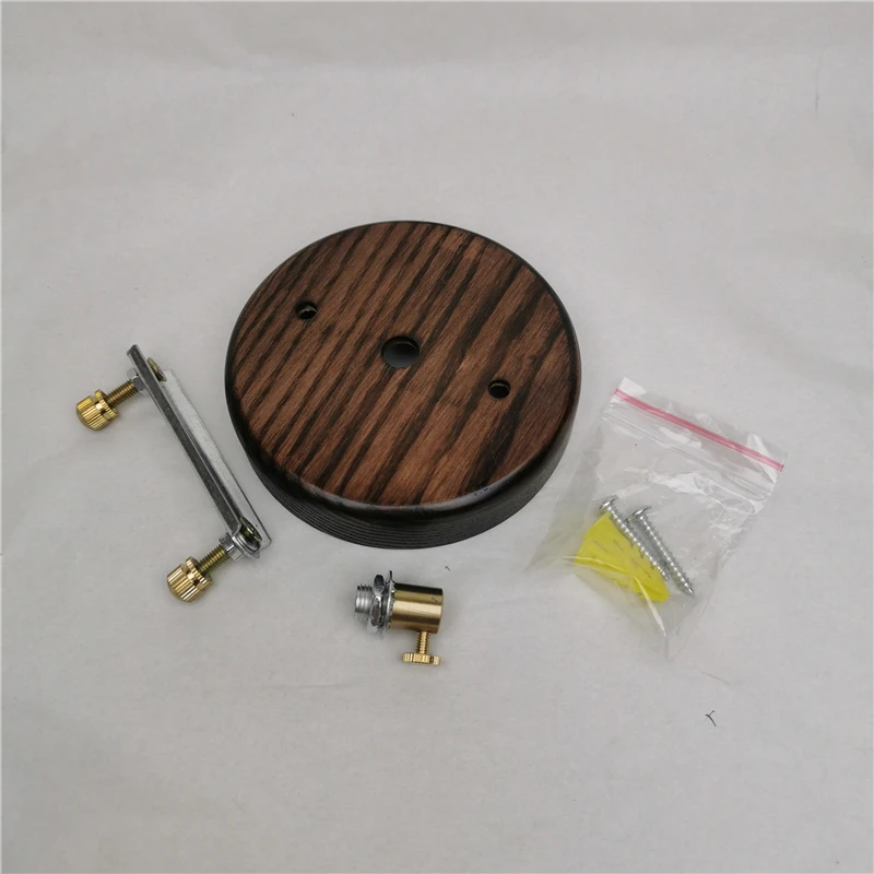 10cm Solid Wood Walnut Color Small Chandelier Ceiling Plate Brass nuts Screws Chassis Dining Room Bedside Nordic Style Lamp Base