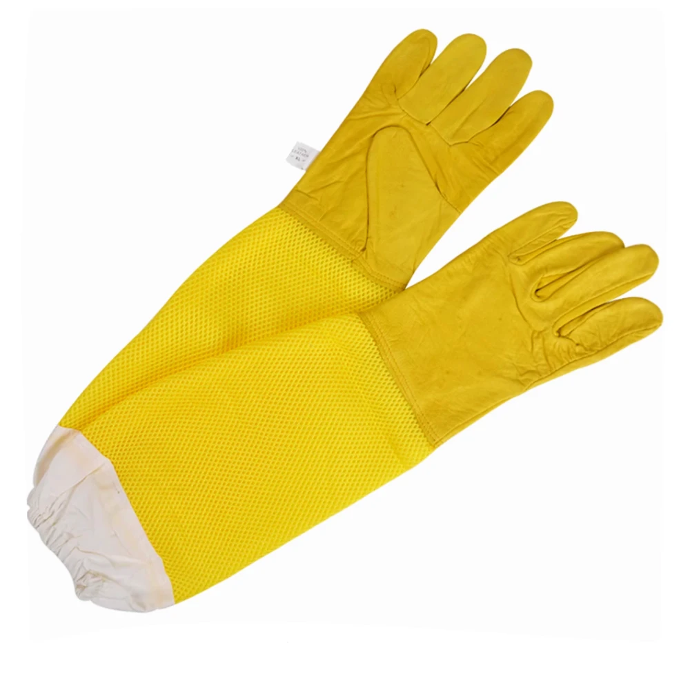 Ventilated 3 Layer Sheepskin Beekeeping Gloves Long Sleeve Anti Sting