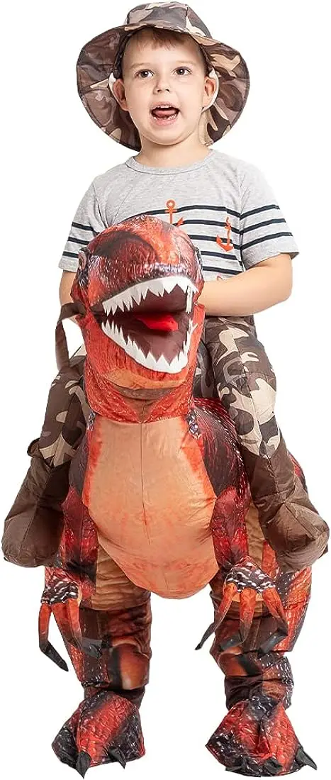 GOOSH 48 inch Inflatable Dinosaur Costume for Kids, Kids Halloween Costume  for Boys Girls, Funny Blow Up Costumes for Halloween Party Cosplay